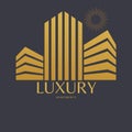 Real Estate, Building, Property Development and Logo Design Business Logo Template in luxury gold color